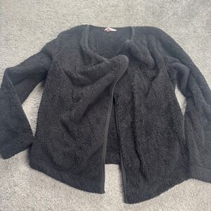Juicy Couture Open Cardigan Women's Medium Black Fleece Like 100% Polyester